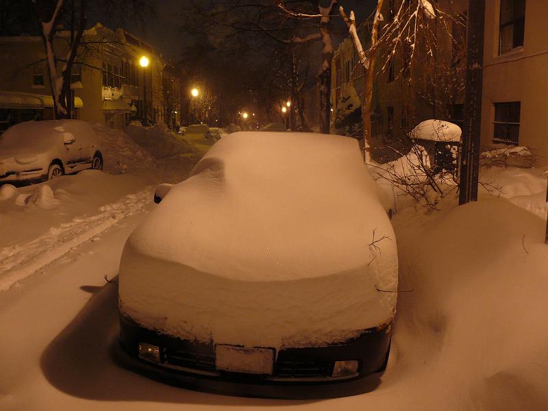 P1160222.JPG - Woody took some pictures at 8PM 2/10/10. Win's car -- once carefully dug out and cleaned by Mary.