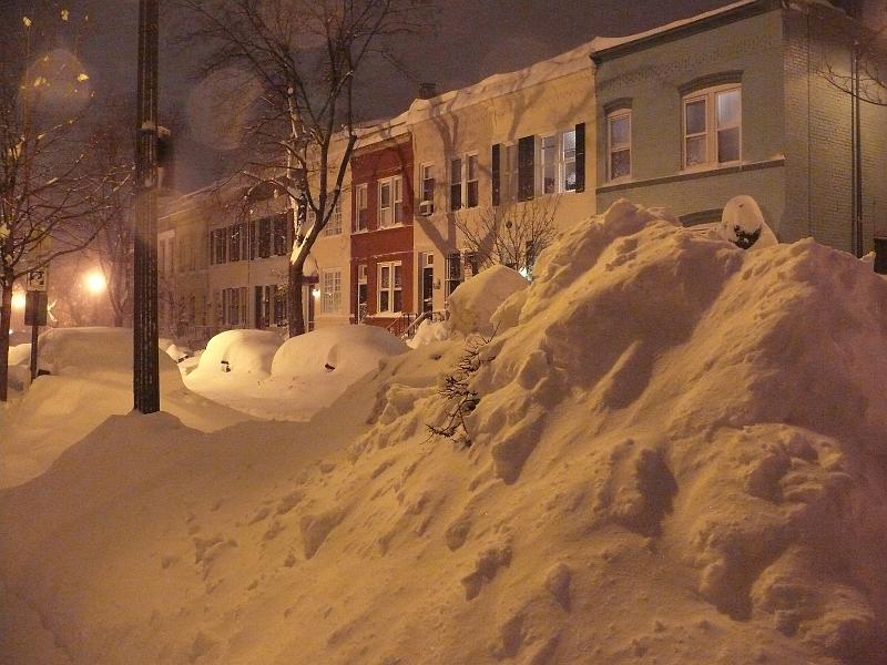 P1160225.JPG - Woody took some pictures at 8PM 2/10/10. Looking across the snow pile toward's Allen's.